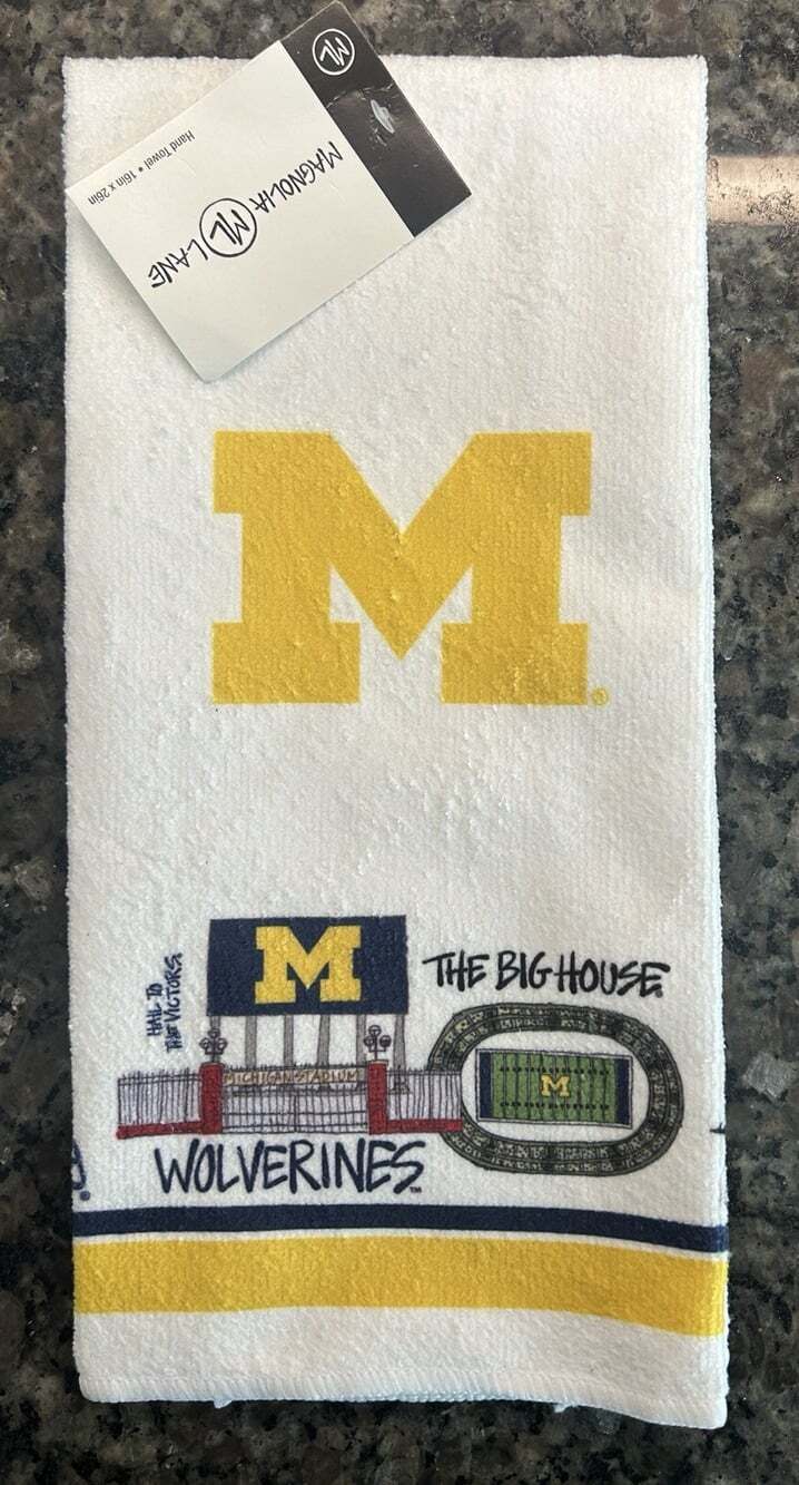 Michigan Wolverines ~ Magnolia Lane Collection ~ Kitchen Hand Towel ~ NEW